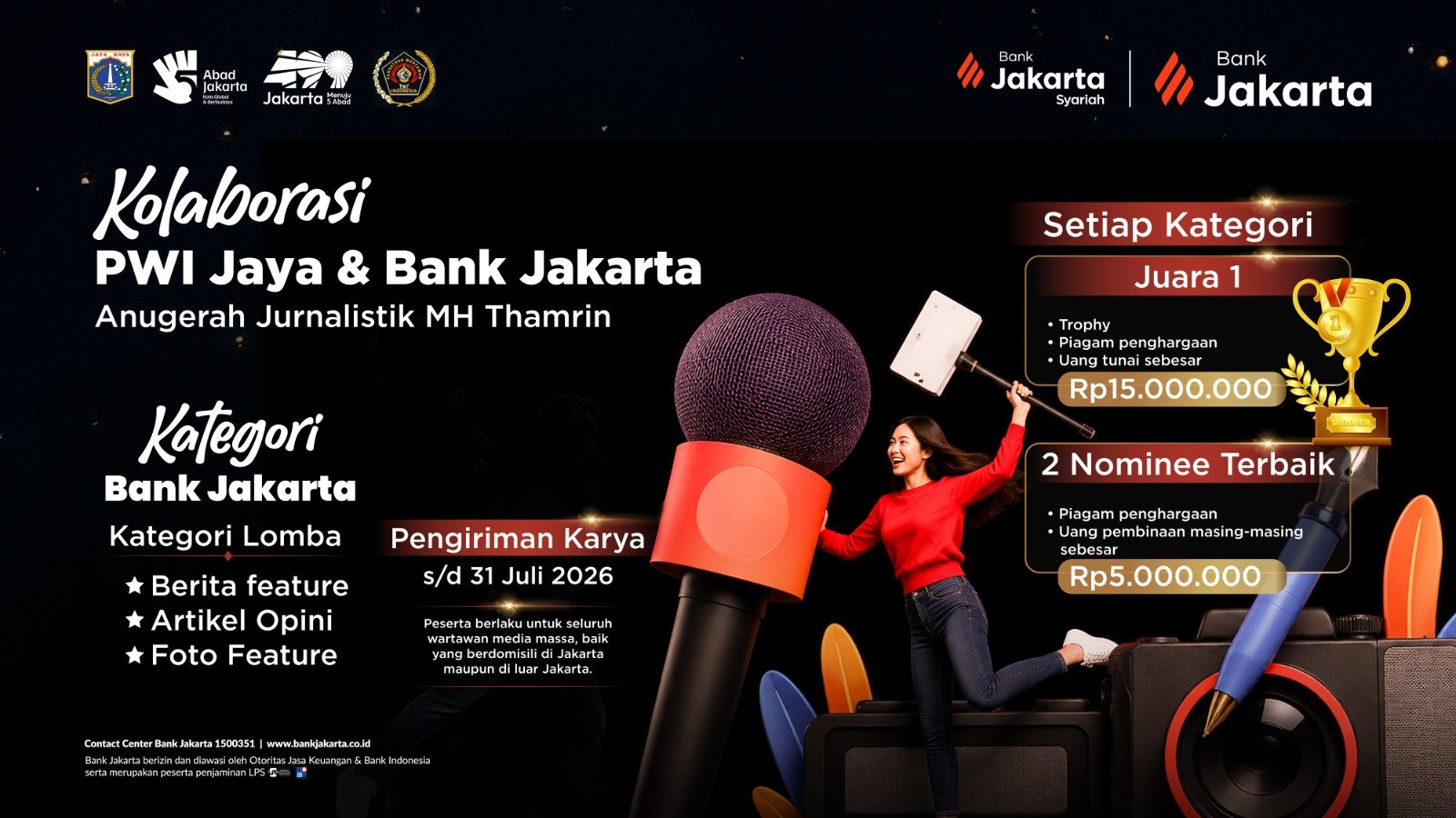 PWI Jaya and Bank Jakarta Introduce a Special Financial Literacy Category in the 2026 MH Thamrin Journalism Competition