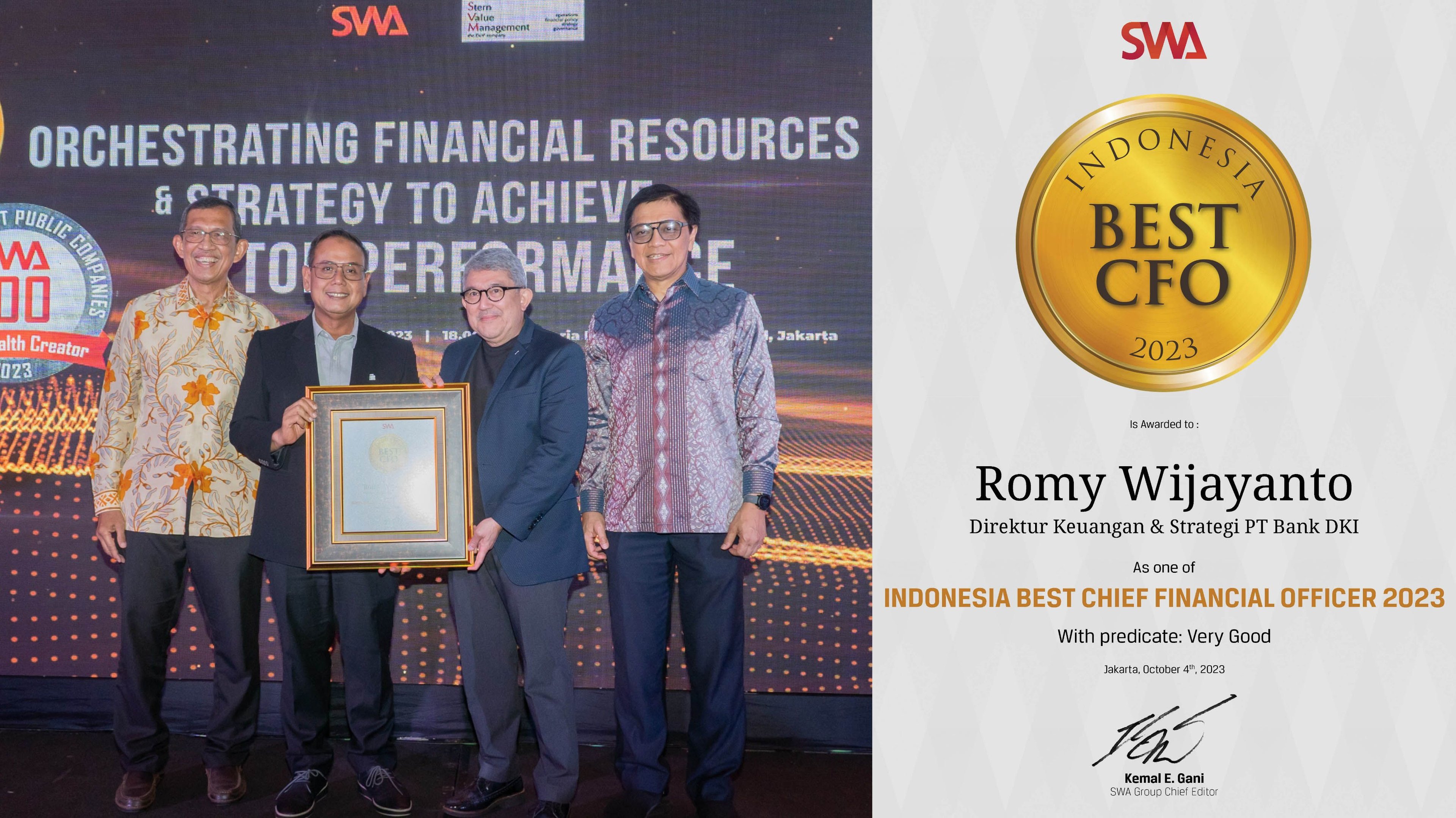 Romy Wijayanto, Director of Finance & Strategy at Bank DKI Wins Indonesia Best CFO 2023
