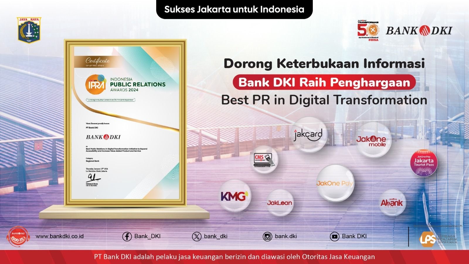 Encouraging Information Openness, Bank DKI Wins Best PR in Digital Transformation Award