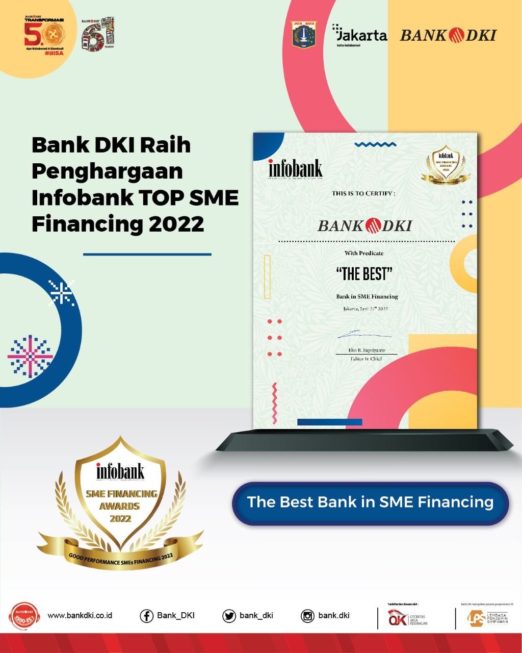 Bank DKI Wins Infobank TOP SME Financing Award 2022