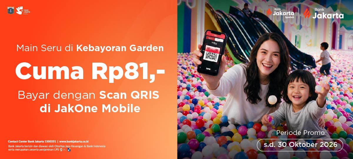 Play at Kebayoran Garden for Only Rp81,- with QRIS via JakOne Mobile
