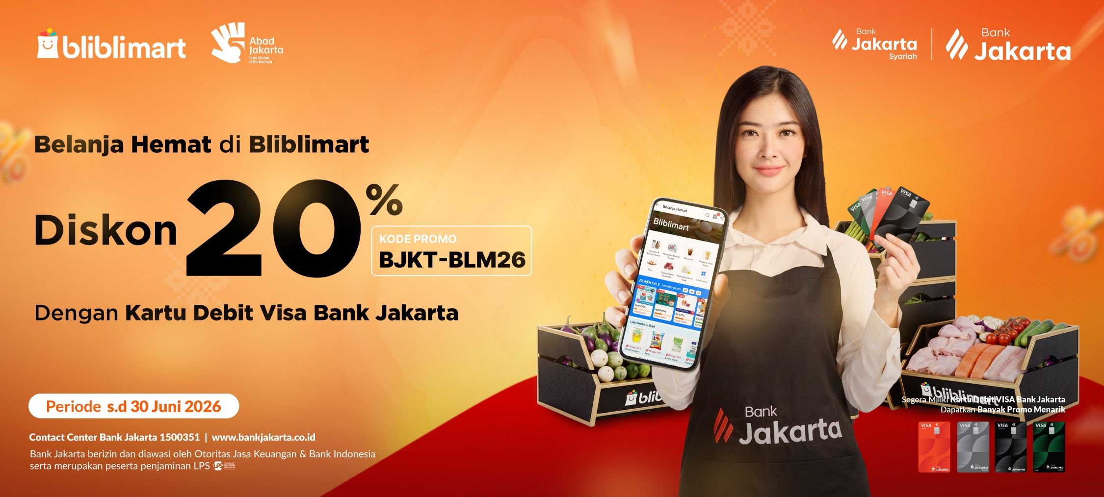 Enjoy 20% Off Daily Essentials at Bliblimart with Bank Jakarta Visa Debit Card