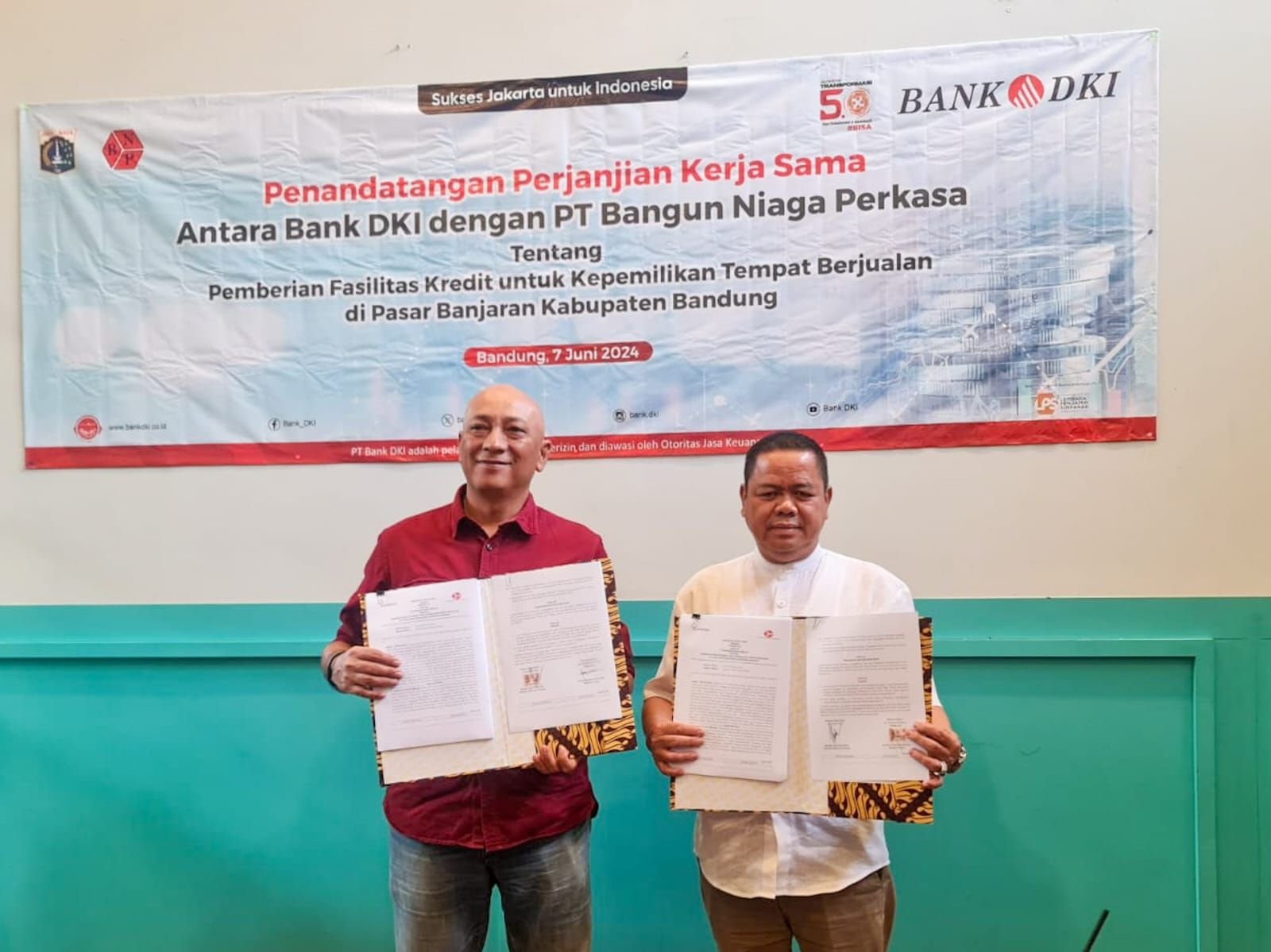 Bank DKI Collaborates with PT Bangun Niaga Perkasa, Provides Credit Facilities for Ownership of Selling Places at the Banjaran Healthy Market, Bandung Regency