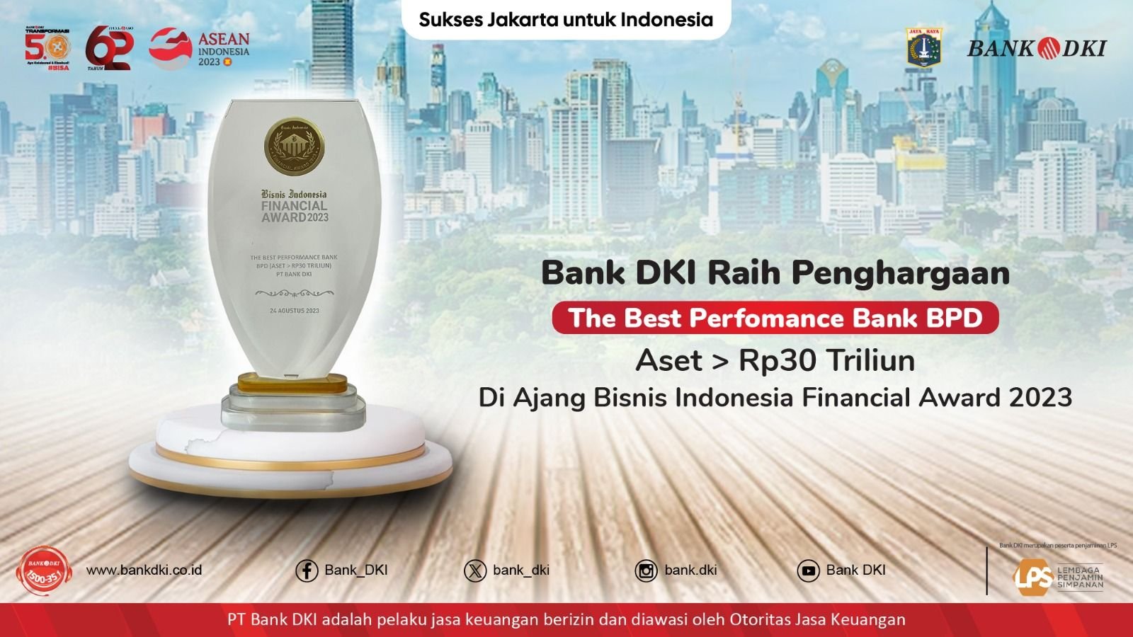 Consistently Maintaining Growth, Bank DKI Wins the 2023 Business Indonesia Financial Award
