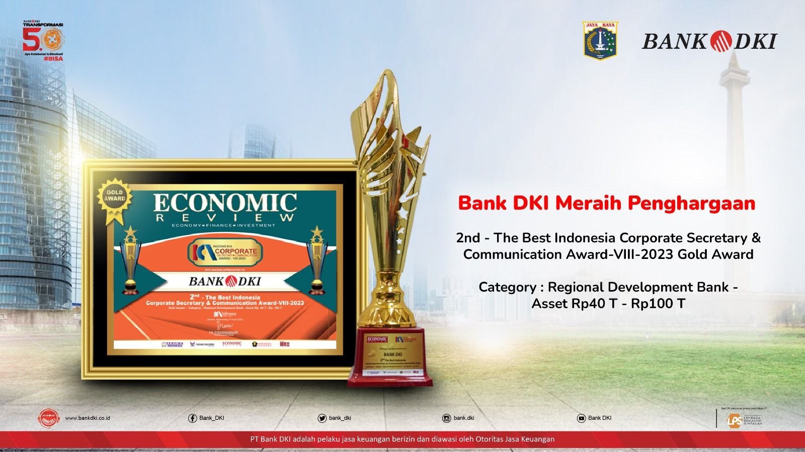 Successfully Maintaining a Positive Image, Bank DKI Wins the 2023 Indonesia Corporate Secretary & Communication Award
