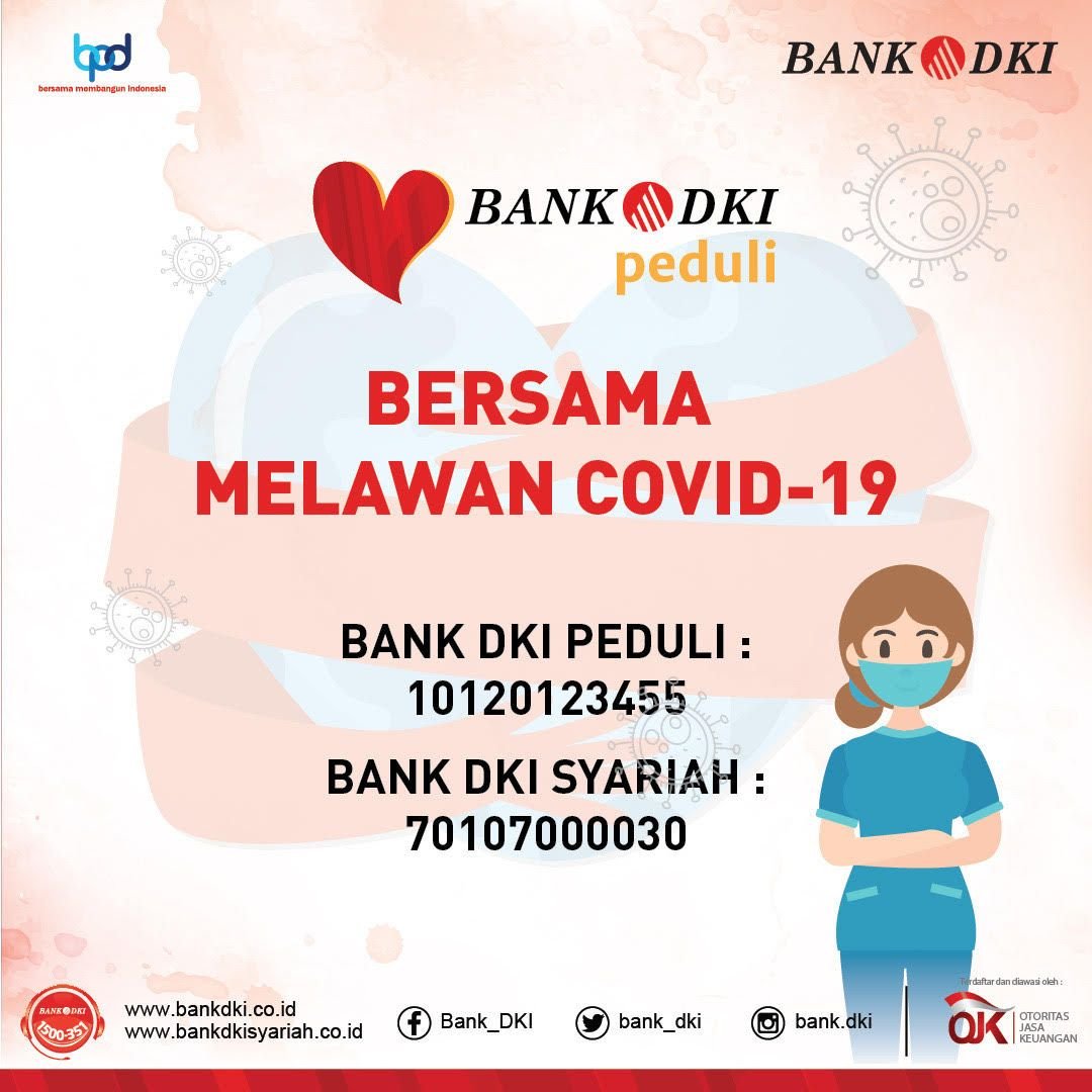 Let's support the fight against Covid-19 together through Bank DKI Peduli