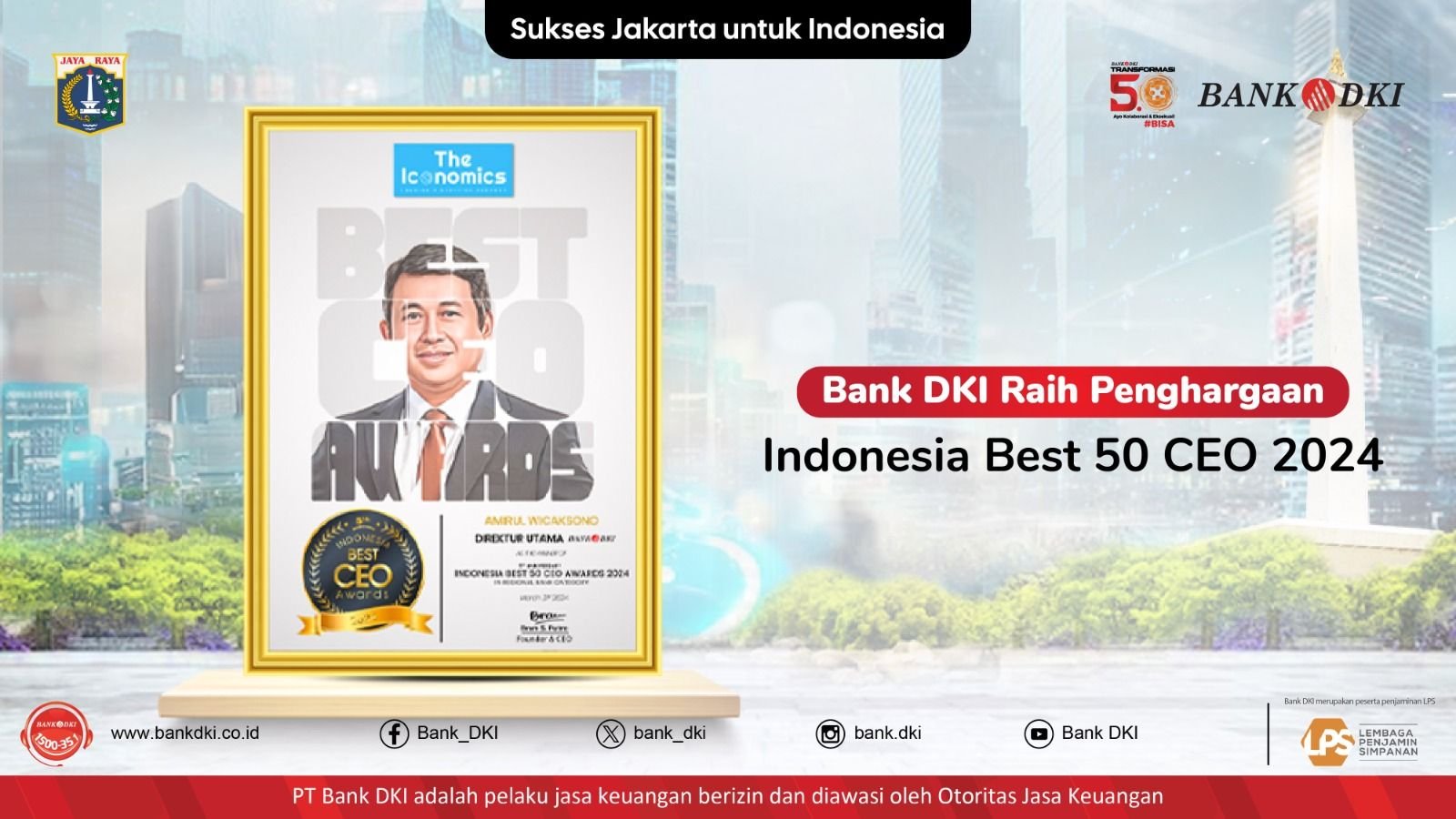 Bank DKI Wins Indonesia Best 50 CEO 2024 Award