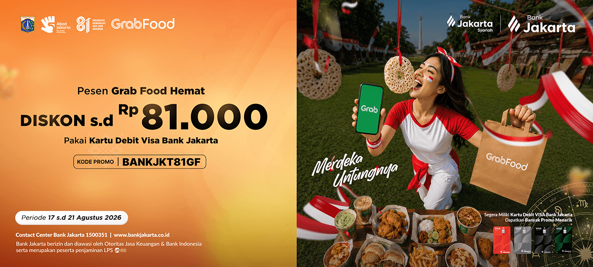 Save on Grab Food – Get Up to IDR 81.000 Off With Your Bank Jakarta Visa Debit Card 