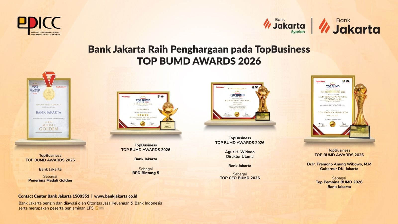 Consistently Continuing Transformation, Bank Jakarta Wins TOP BUMD Awards 2026